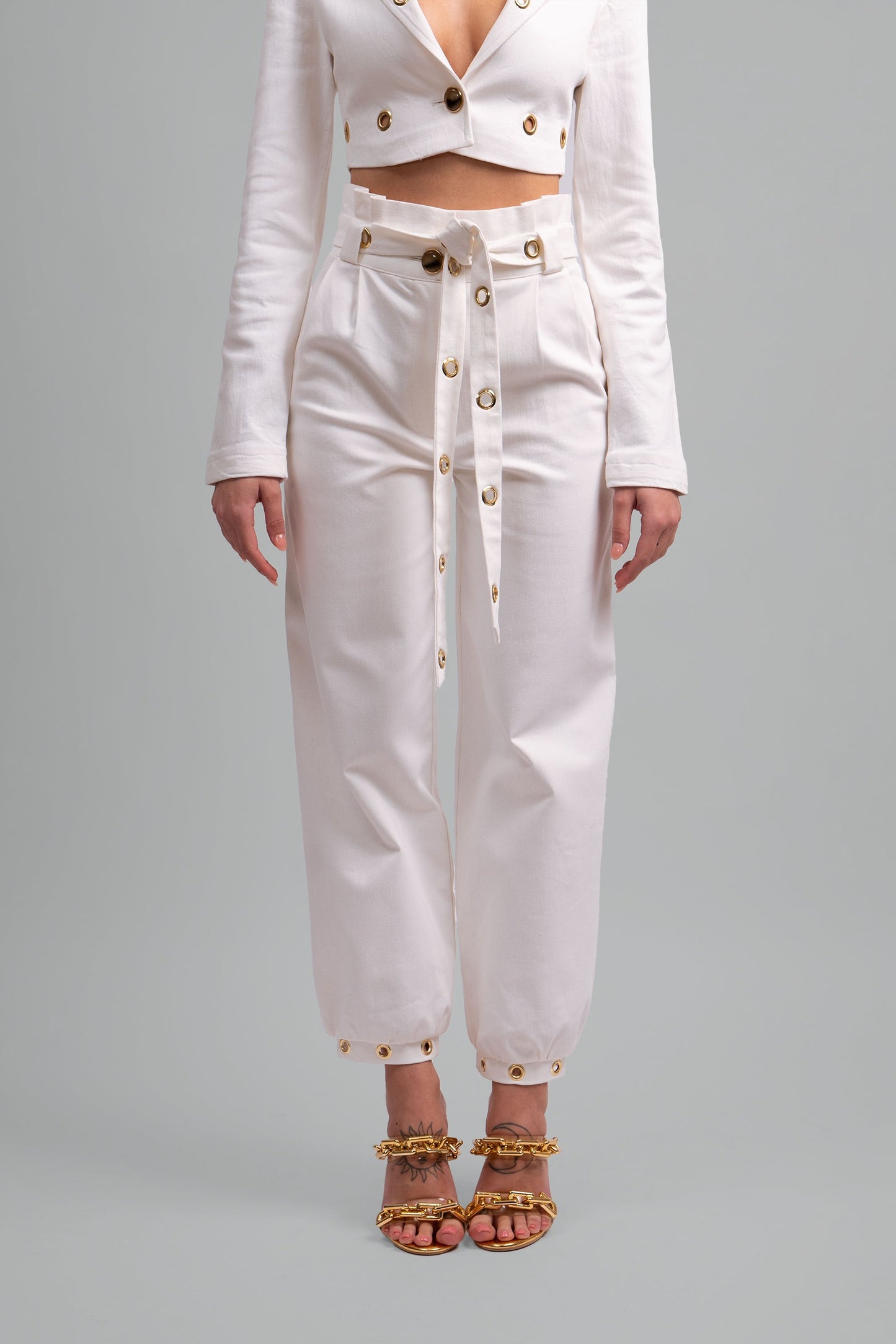 Elvadira Fitted Cropped Denim Set