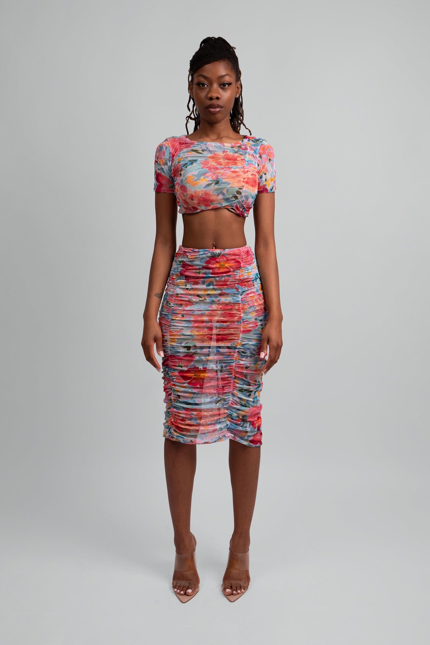 Holly Ruched Floral Print Two-Piece Set