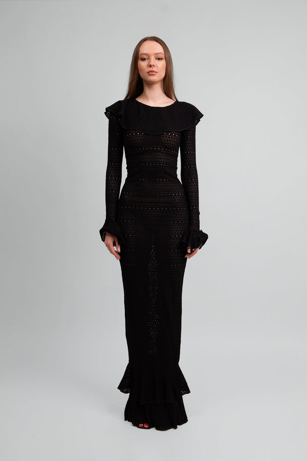 Madonna Lace Knit Ruffled Dress