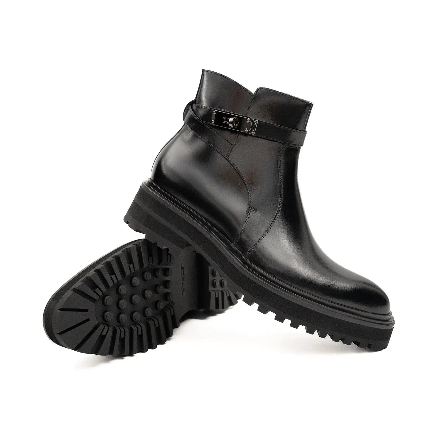 Men's Black Calfskin Buckle Chelsea Boots