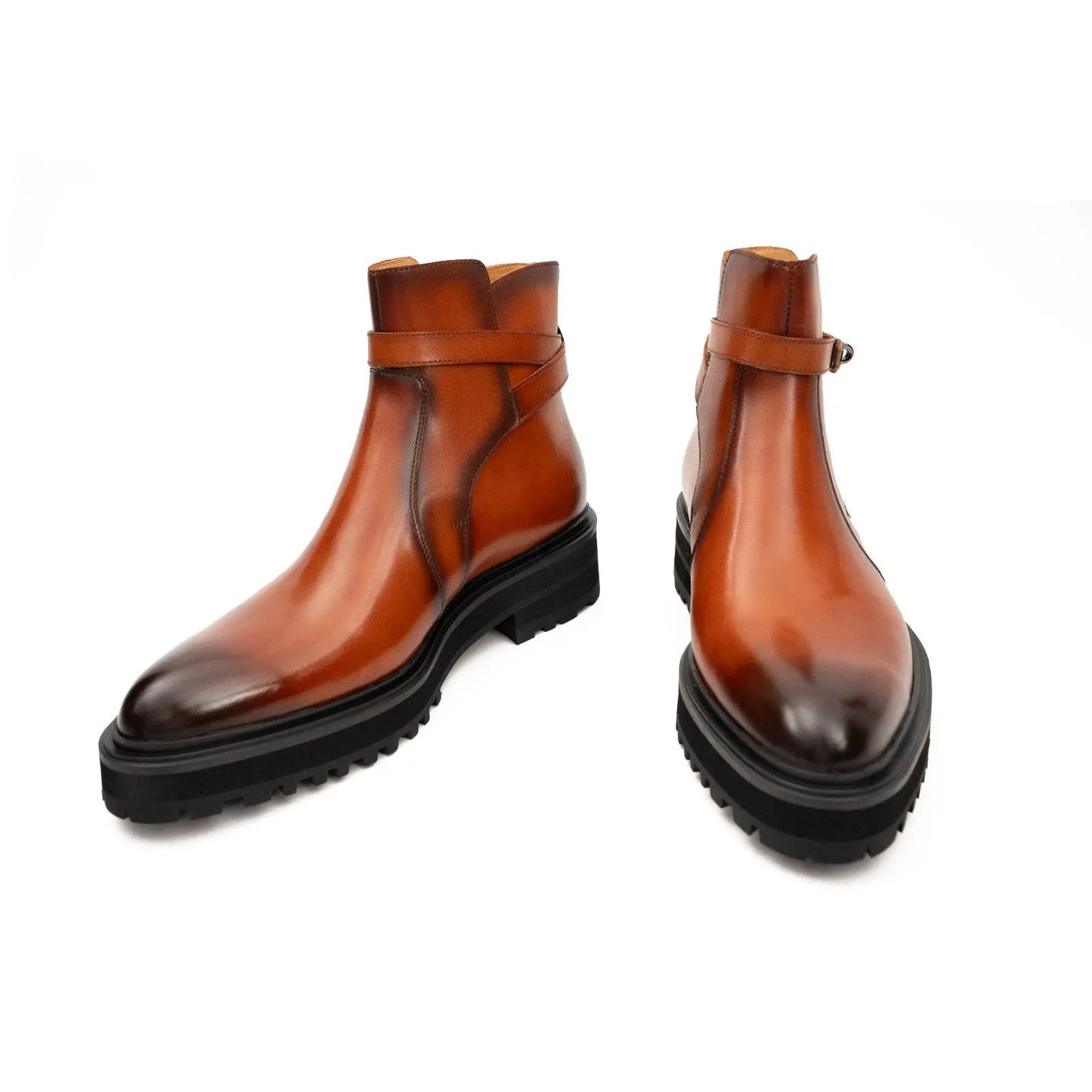 Men's Brown Calfskin Buckle Chelsea Boots