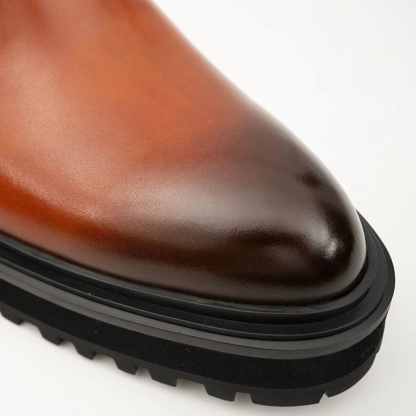 Men's Brown Calfskin Buckle Chelsea Boots