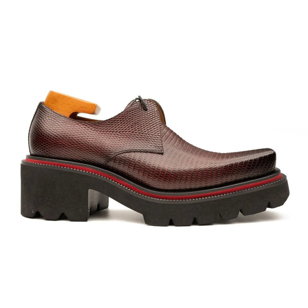 Men's Embossed Leather Derby Shoes with Chunky Sole