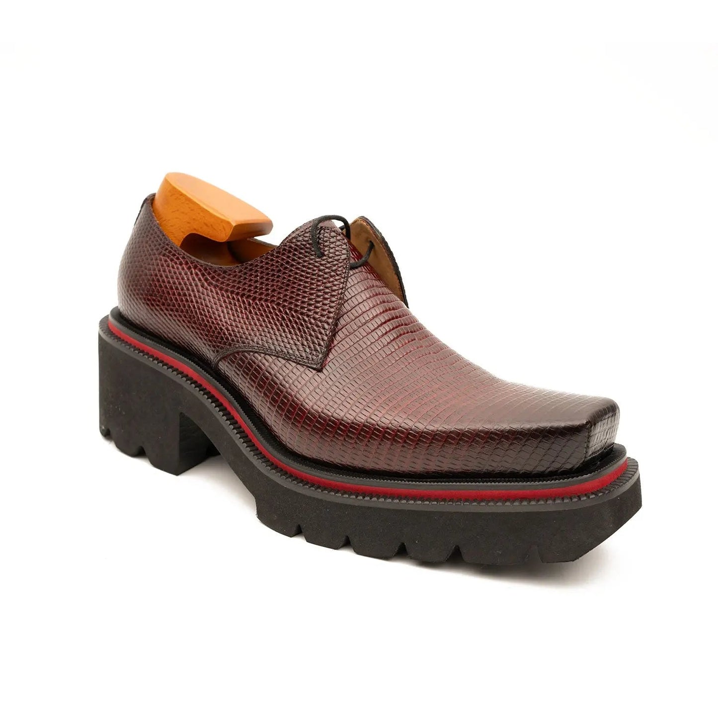 Men's Embossed Leather Derby Shoes with Chunky Sole