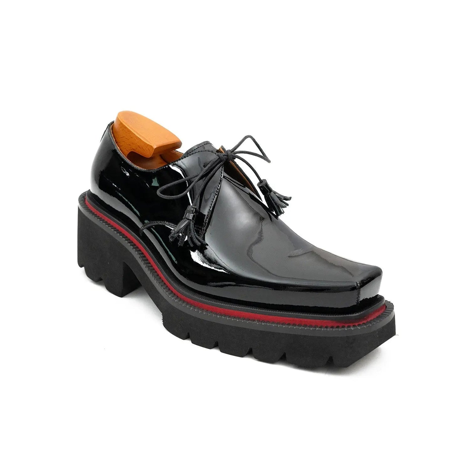 Men's Patent Leather Derby Shoes with Chunky Sole