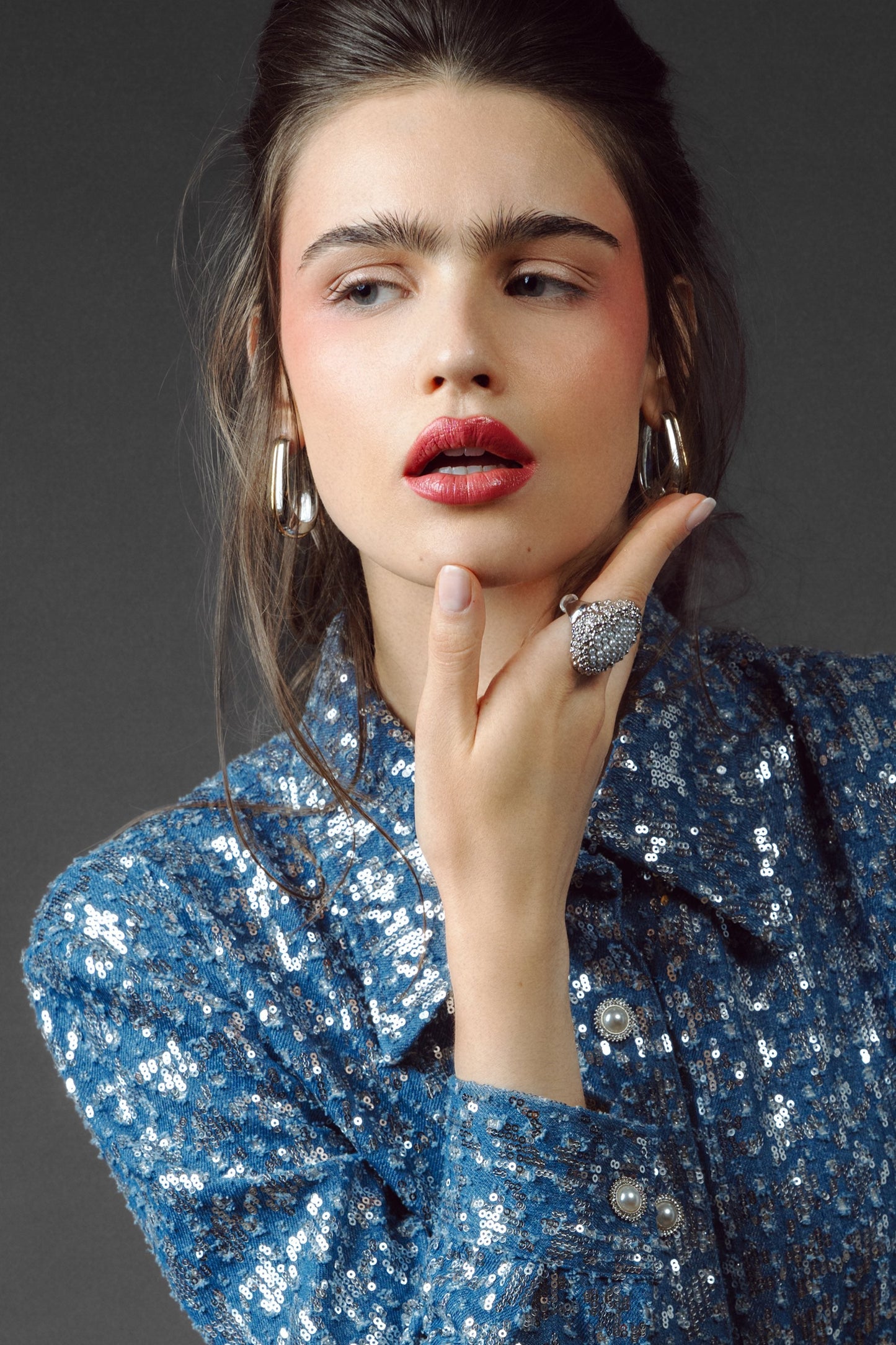 Michelle Sequin Denim Mini Dress