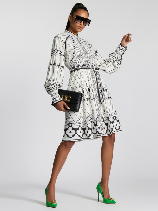 Midi Dress New Collection BYMANYC ® New York • Butterfly Geometric Print