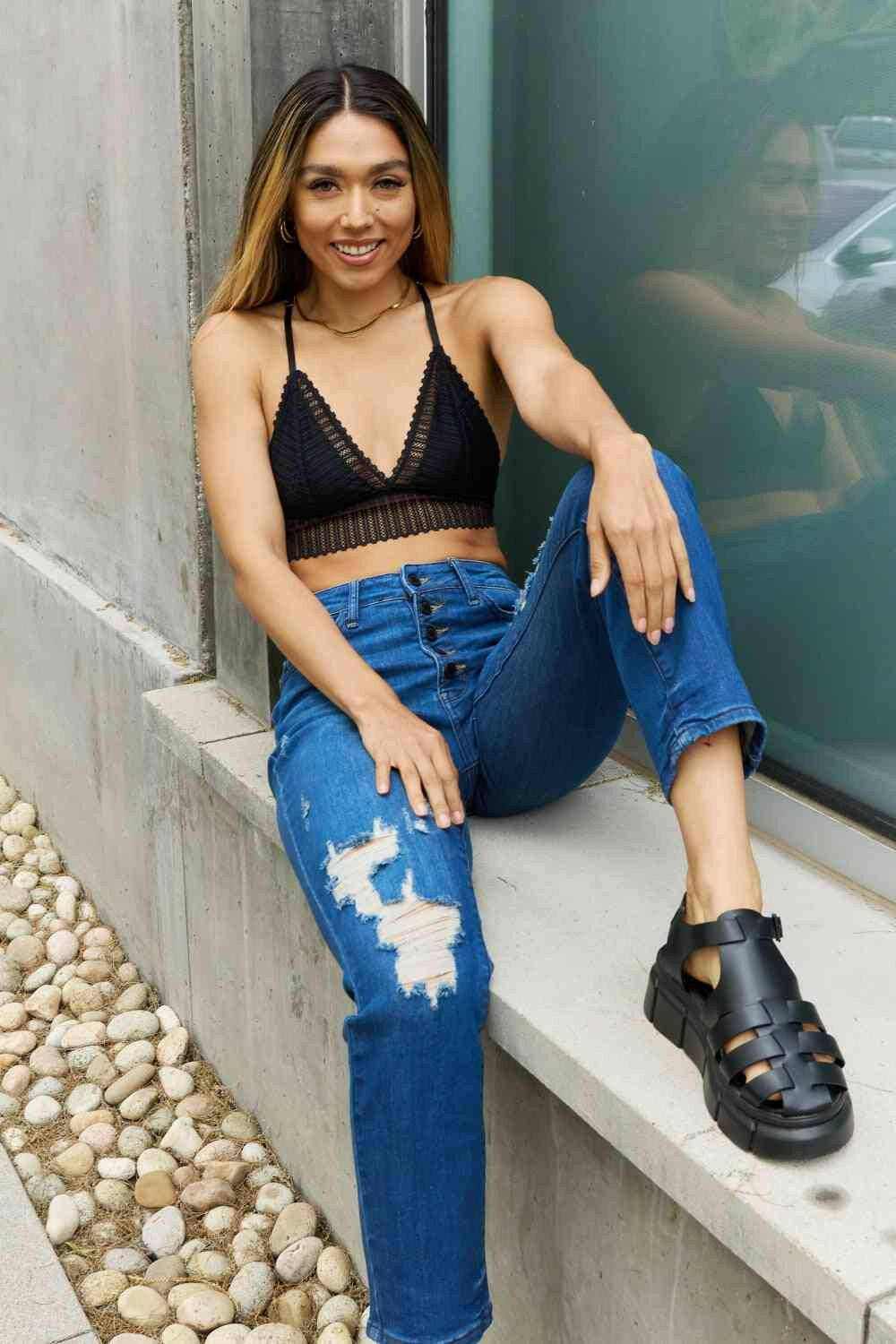 Bralette - Lace Racerback - Midnight Blossom