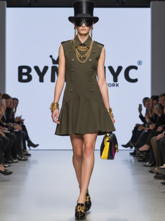 Military-Chic Peplum Dress • CHELSEA New Collection BYMANYC ® New York
