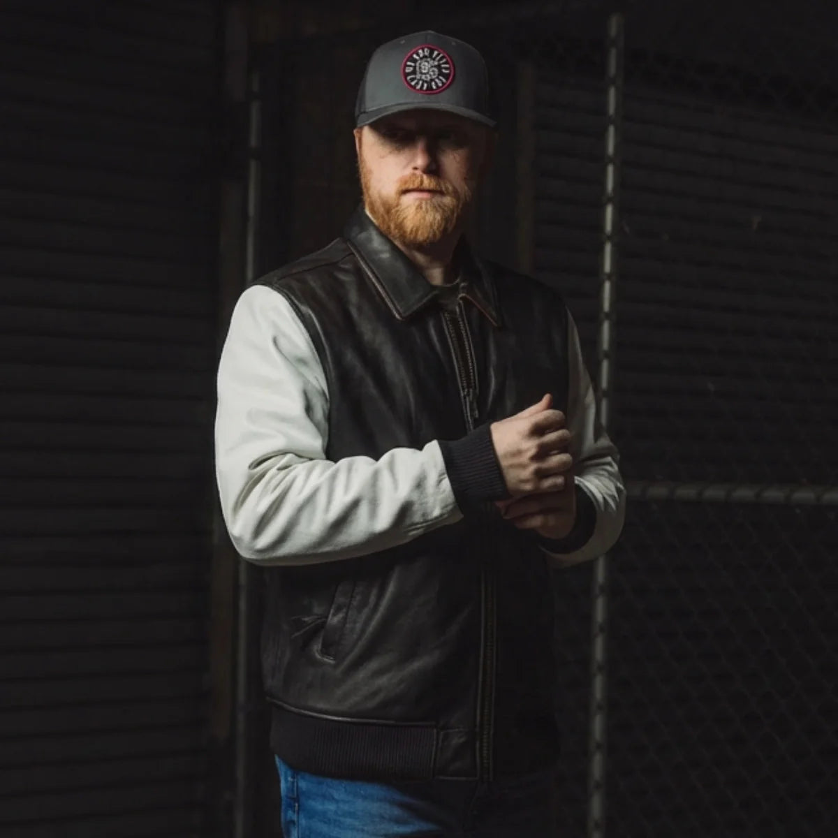 Moto Bomber Two Tone Men's Leather Jacket