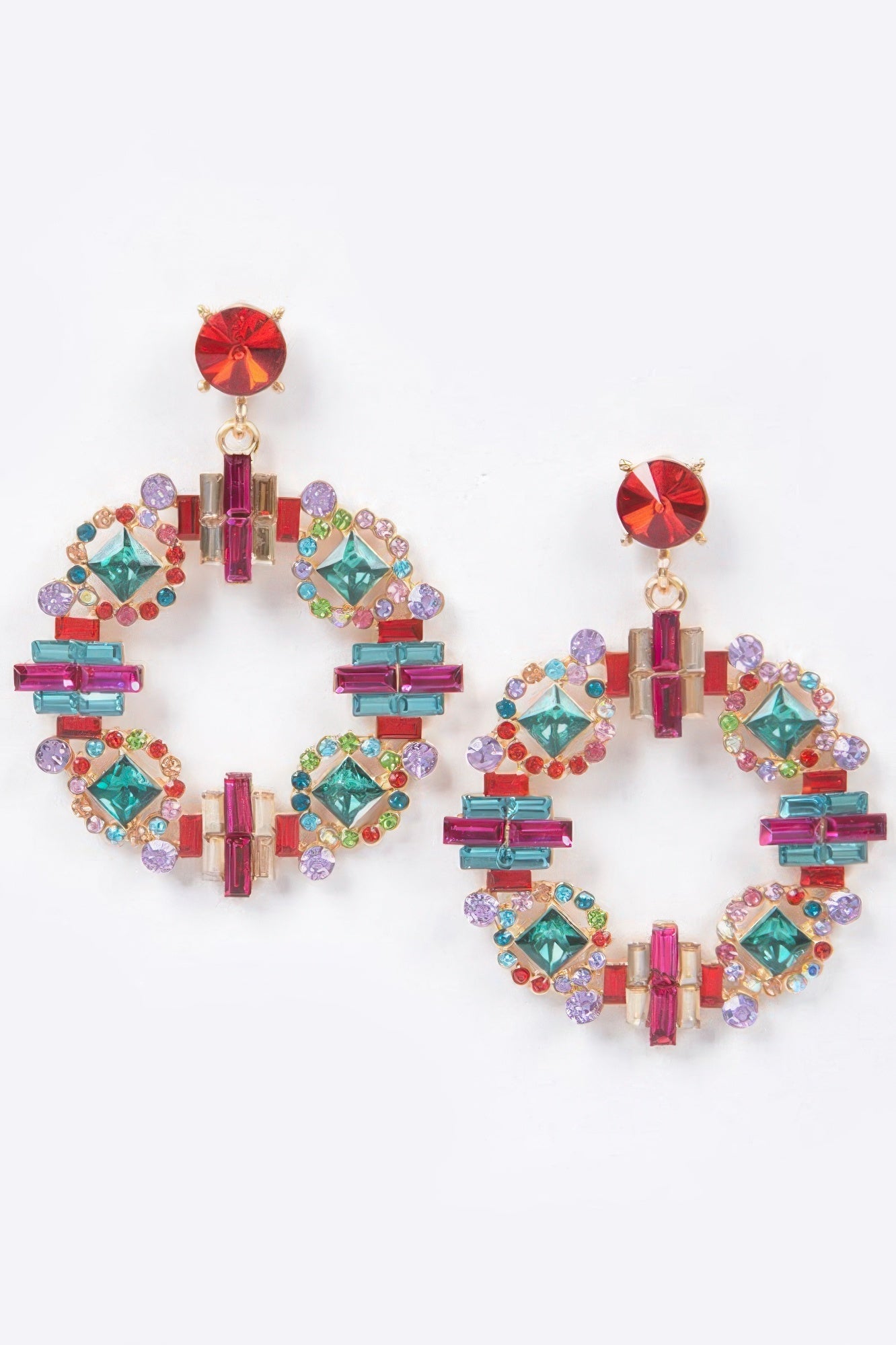 Multi Rhinestone Round Earrings | Iconic BYMANYC ® New York Glam