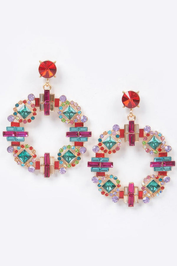 Multi Rhinestone Round Earrings | Iconic BYMANYC ® New York Glam