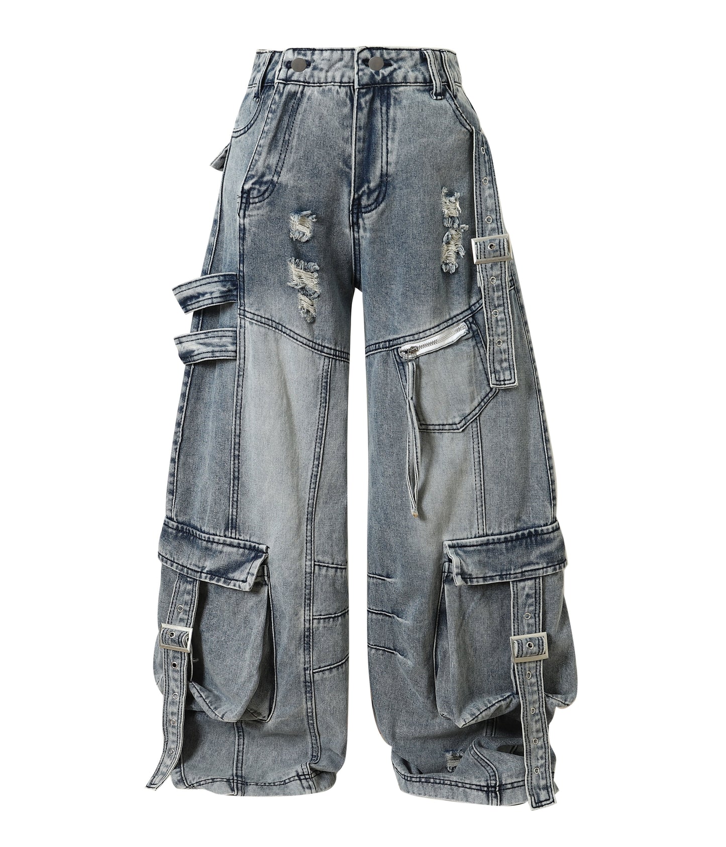 DISTRESSED AZUL CARGO DENIM
