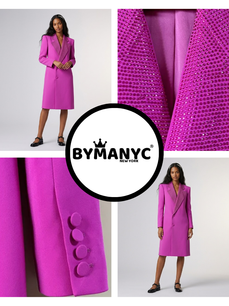 NOLITA Crystal Rever Long Blazer Coat | BYMANYC ® New York Luxury