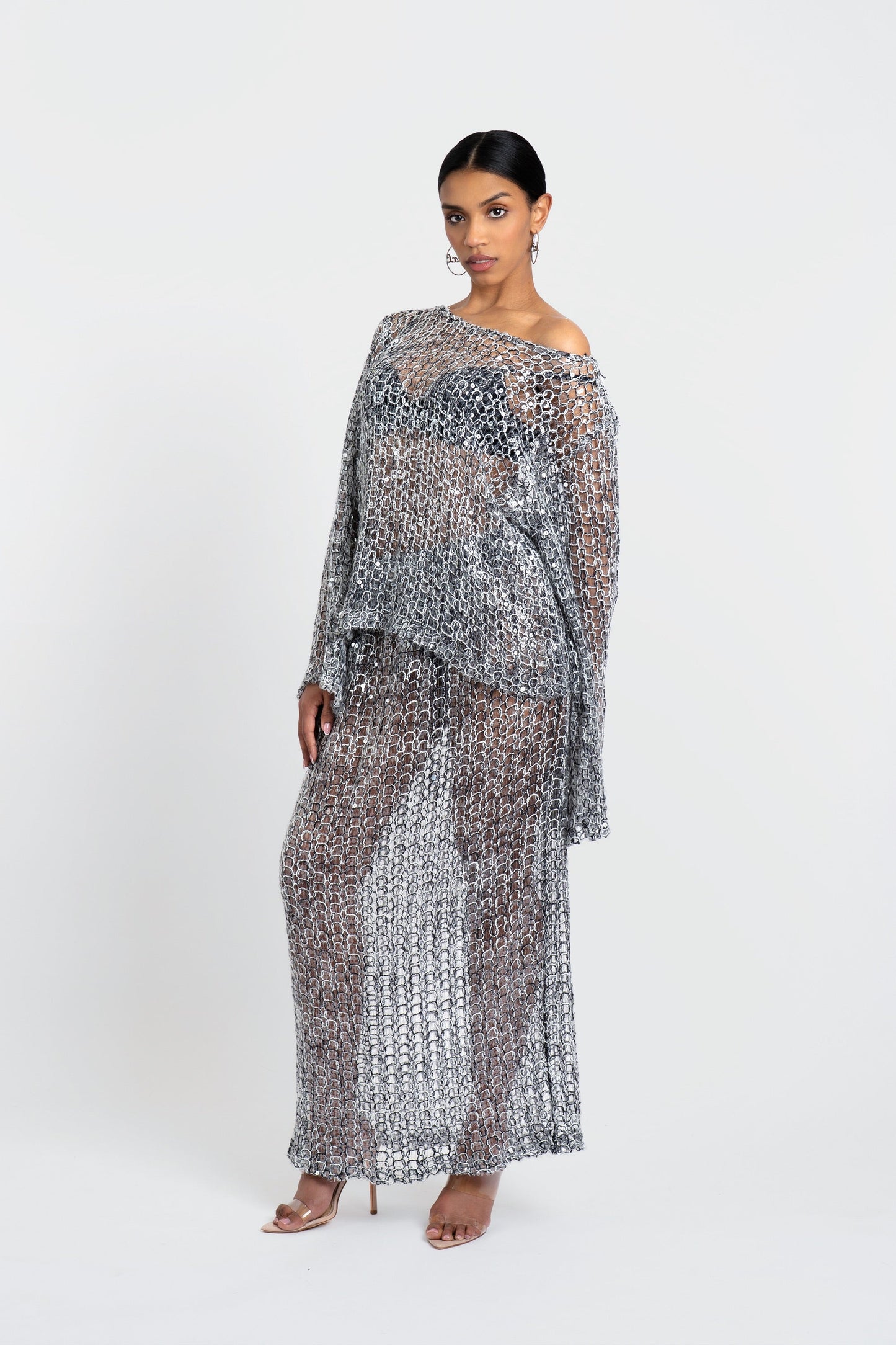 Naomi Sequin Two-Piece Skirt Set