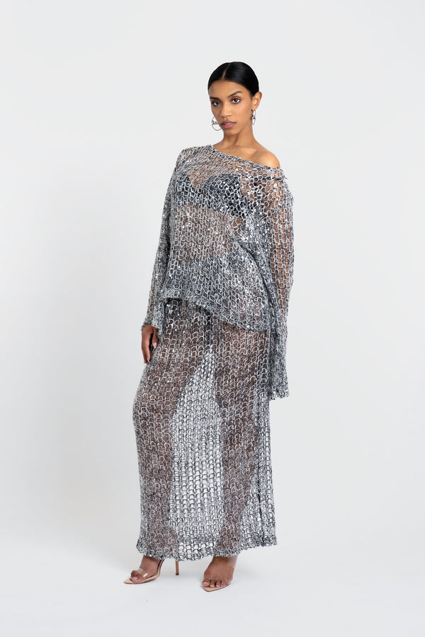 Naomi Sequin Two-Piece Skirt Set