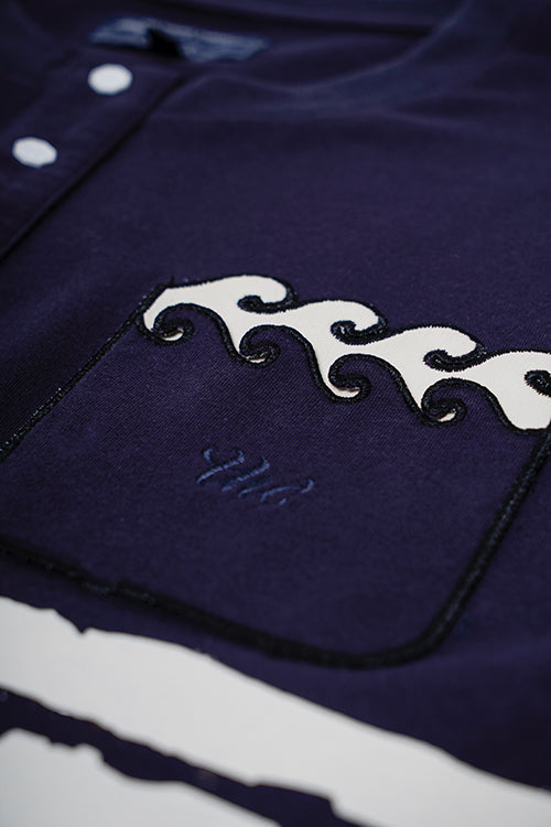 Striped Waves Henley Pocket Tee