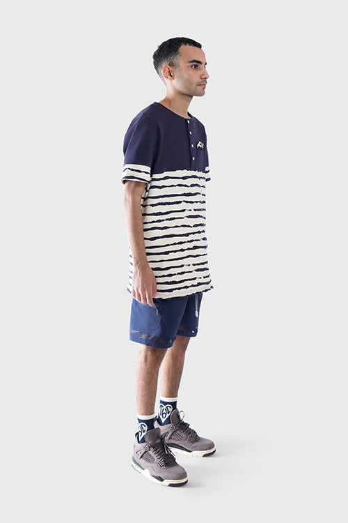 Striped Waves Henley Pocket Tee