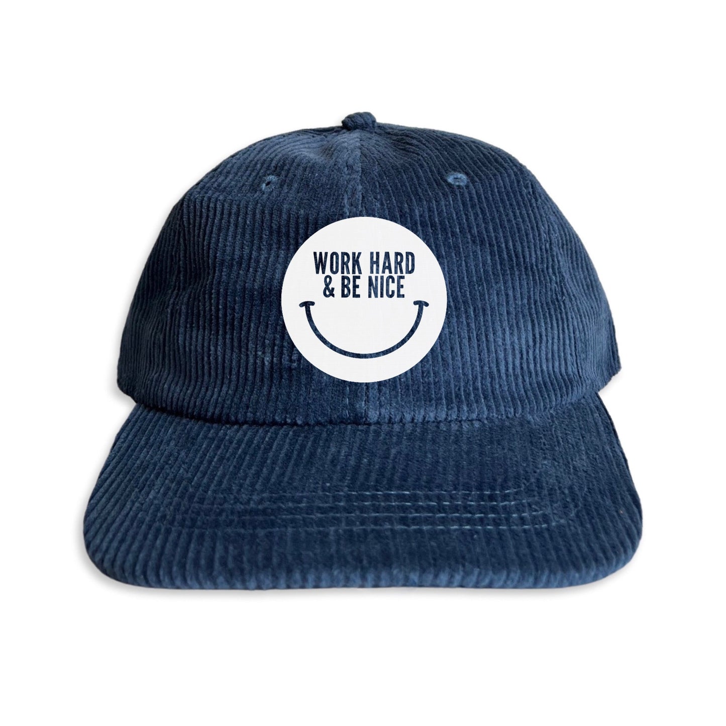 Work Hard & Be Nice Smile Corduroy Cap