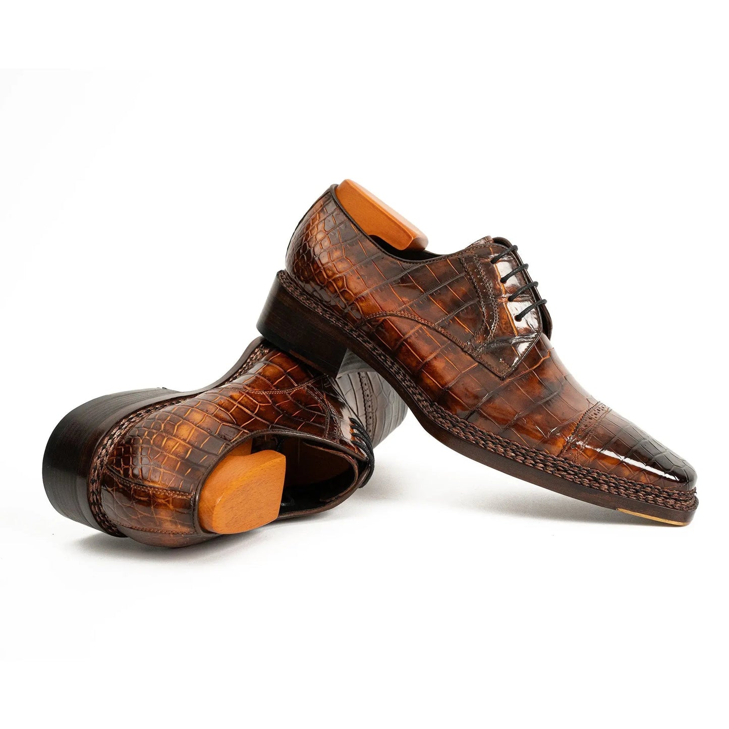 Norwegian-Stitched Nile Crocodile Derby Shoes