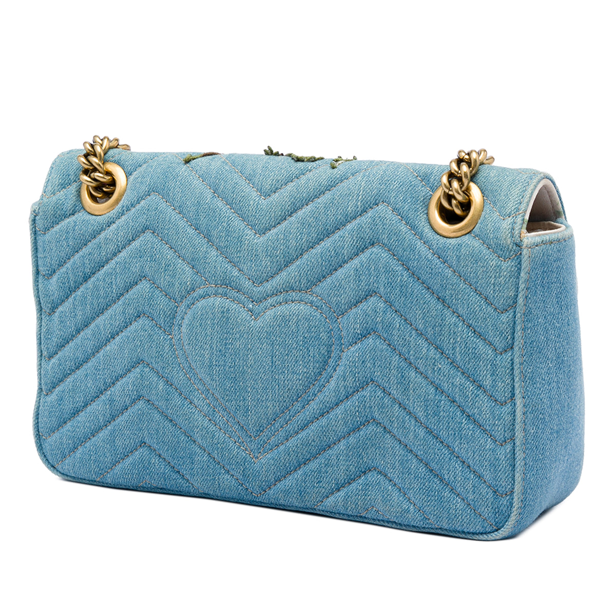 Shoulder Bag GG Marmont Embroidered Denim (Pre-Owned)