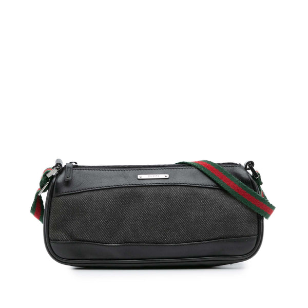 Shoulder Bag Denim Web Black (Pre-Owned)