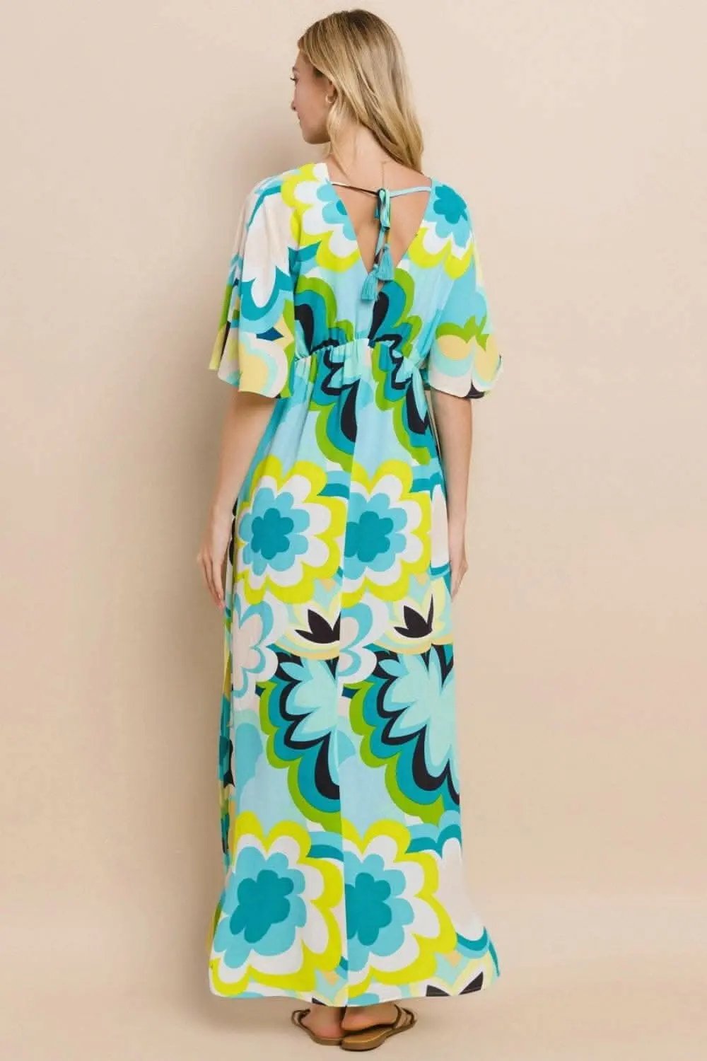 Trendsi ODDI Floral Printed Slit Maxi Dress