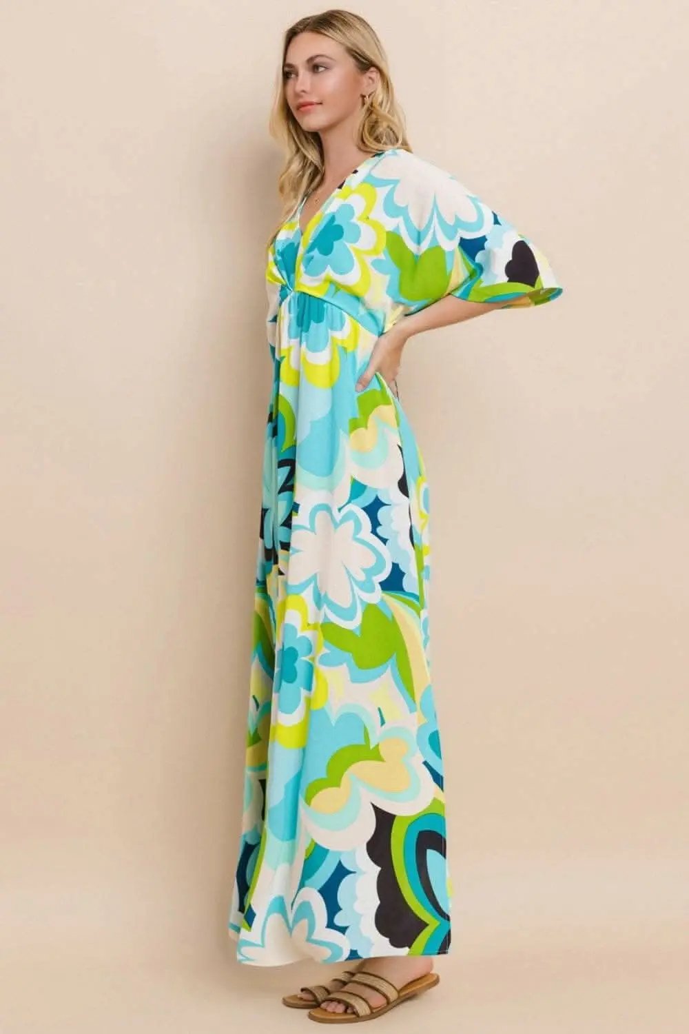 Trendsi ODDI Floral Printed Slit Maxi Dress