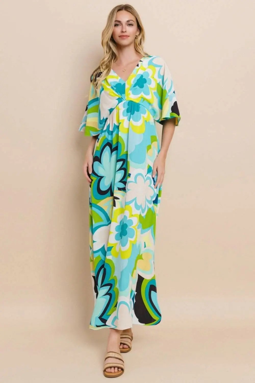 Trendsi ODDI Floral Printed Slit Maxi Dress