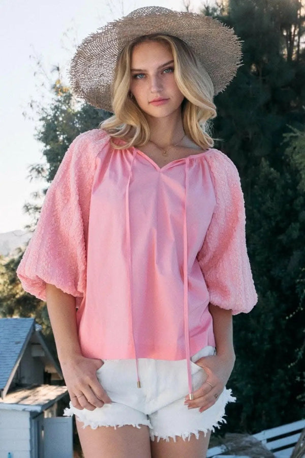 Trendsi just arrived - ODDI Full Size Poplin Bubble Sleeve Blouse