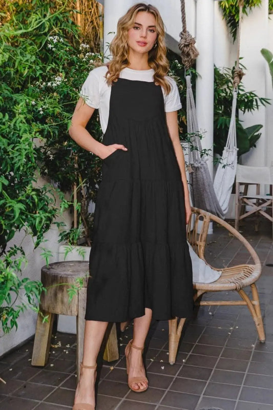 Trendsi ODDI Full Size Sleeveless Tiered Midi Dress with P