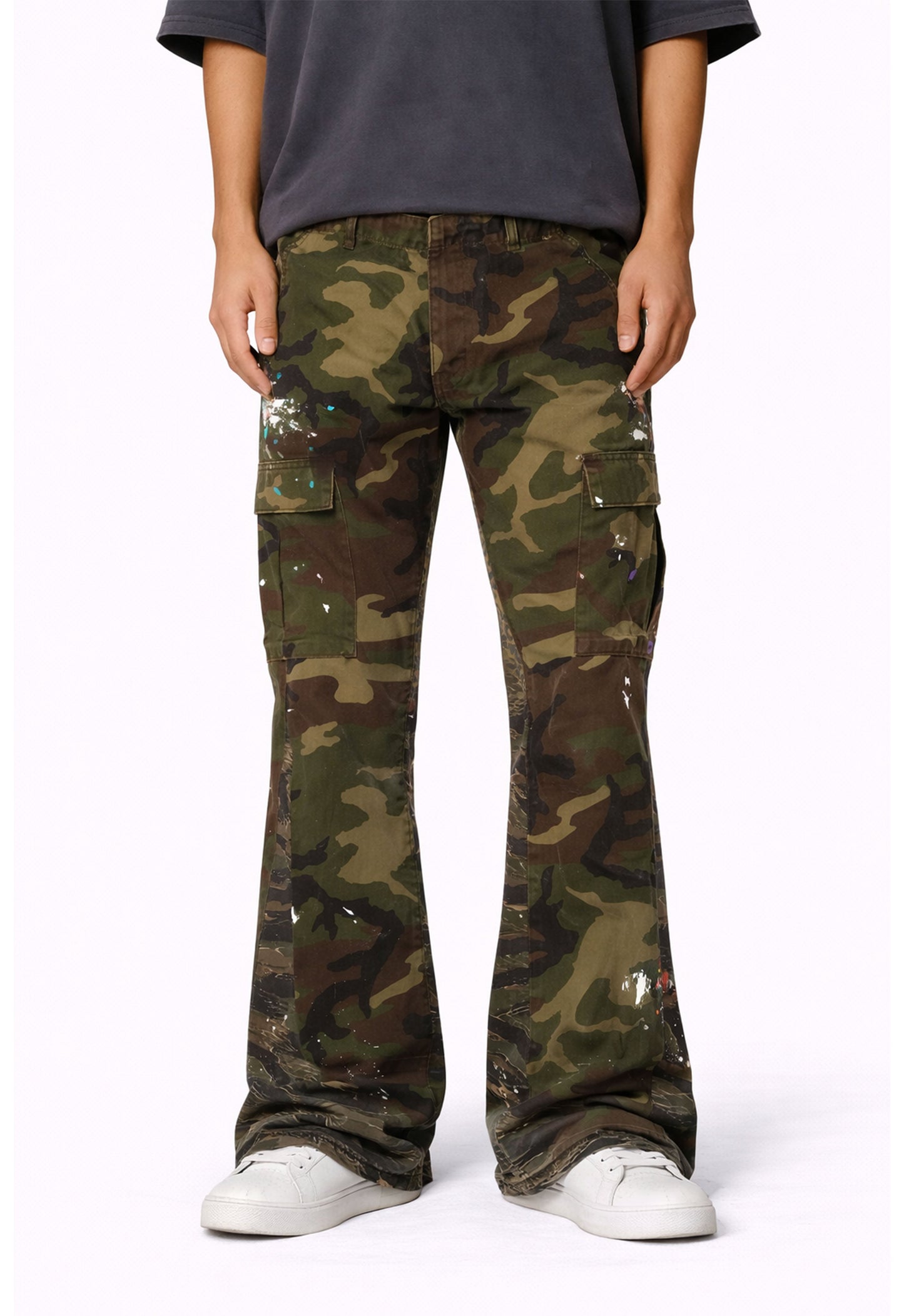 CAMO SPLIT FLARE DENIM