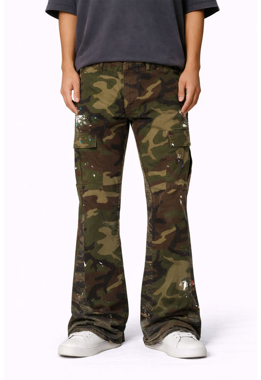 CAMO SPLIT FLARE DENIM