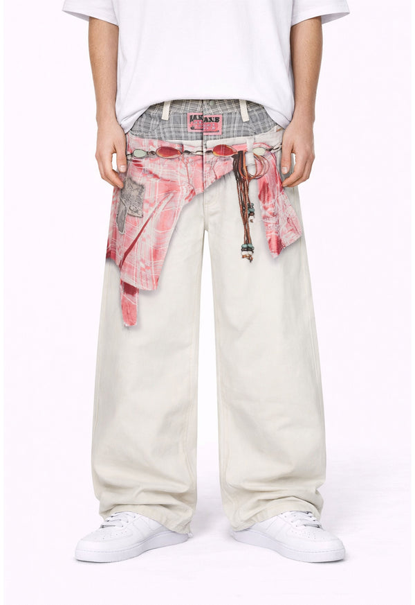 PINK SAGGED DENIM