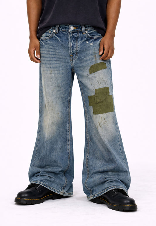 MUD PATCHWORK FLARE DENIM