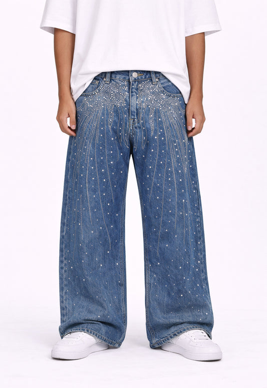 AZUL FLORAL RHINESTONE DENIM