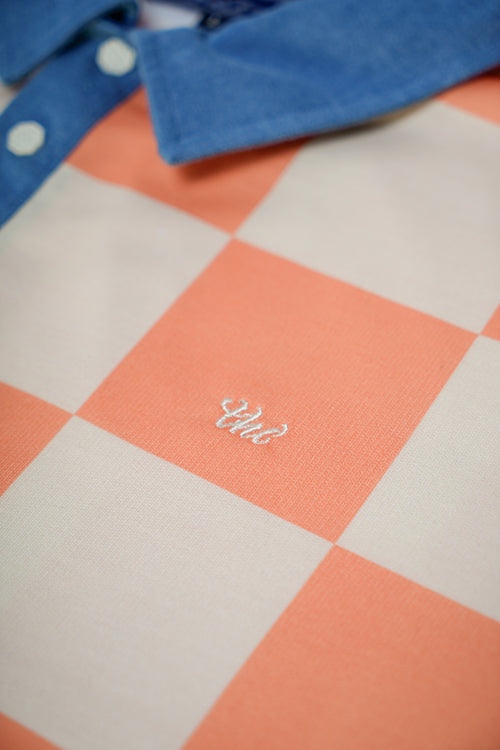 Denim Collar Checkered Polo