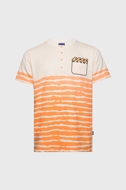 Striped Waves Henley Pocket Tee