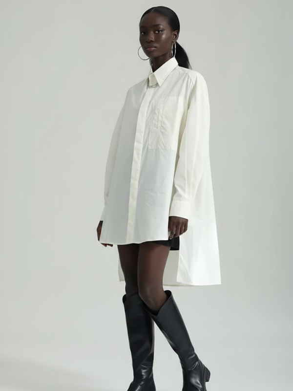 Oversized Asymmetric Shirt Dress in Crisp White • BYMANYC ® New York