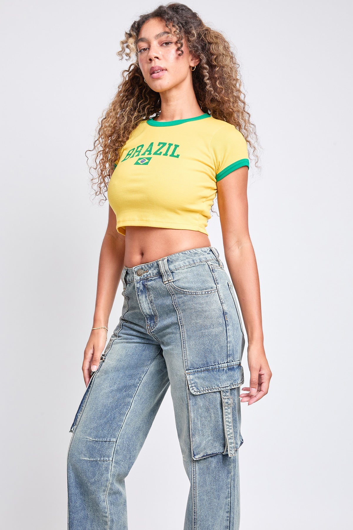 Women's Adjustable Waist Cargo Straight  Jeans