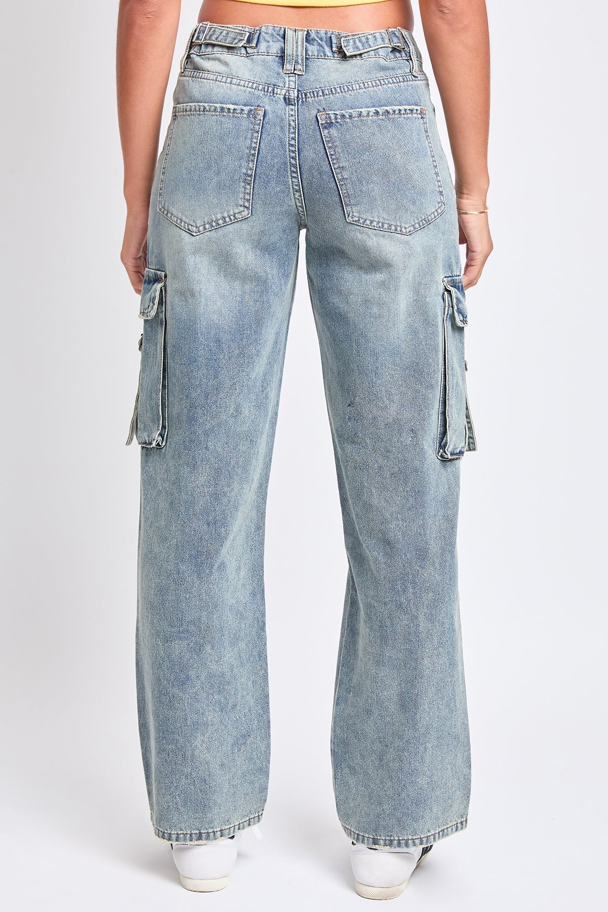 Women's Adjustable Waist Cargo Straight  Jeans