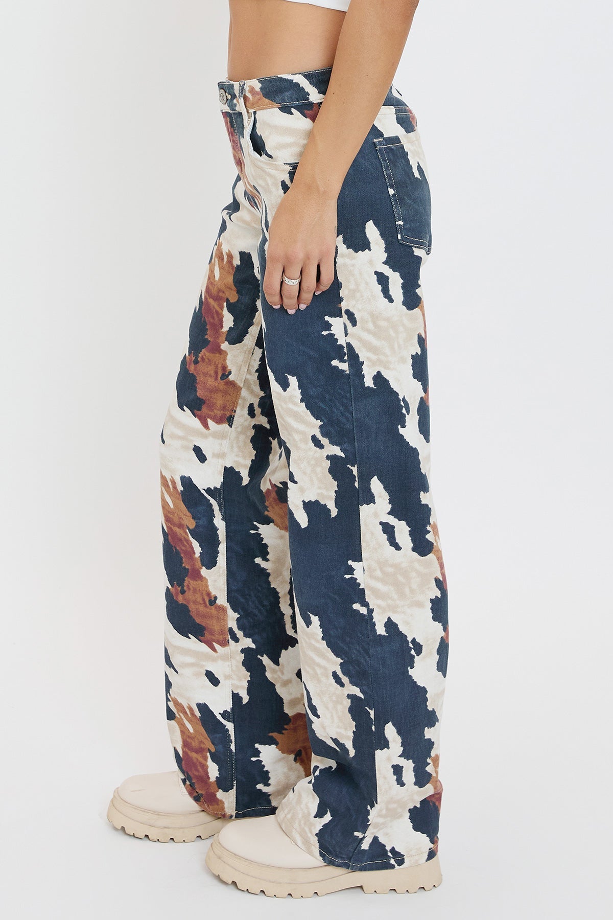 Women's Wide Leg Britney Printed Low Rise Jeans