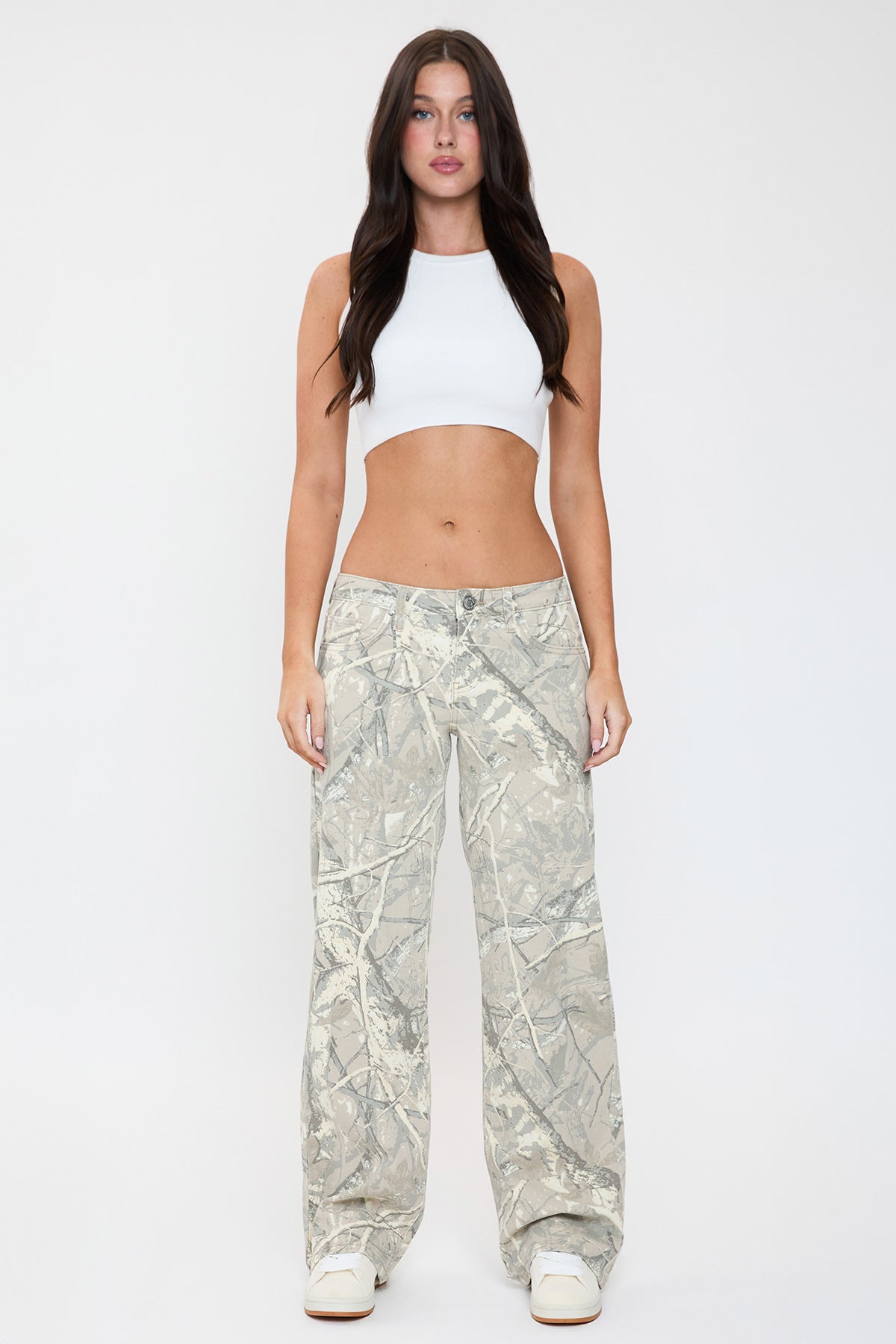Women's Britney Printed Low Rise Wide Leg Jeans