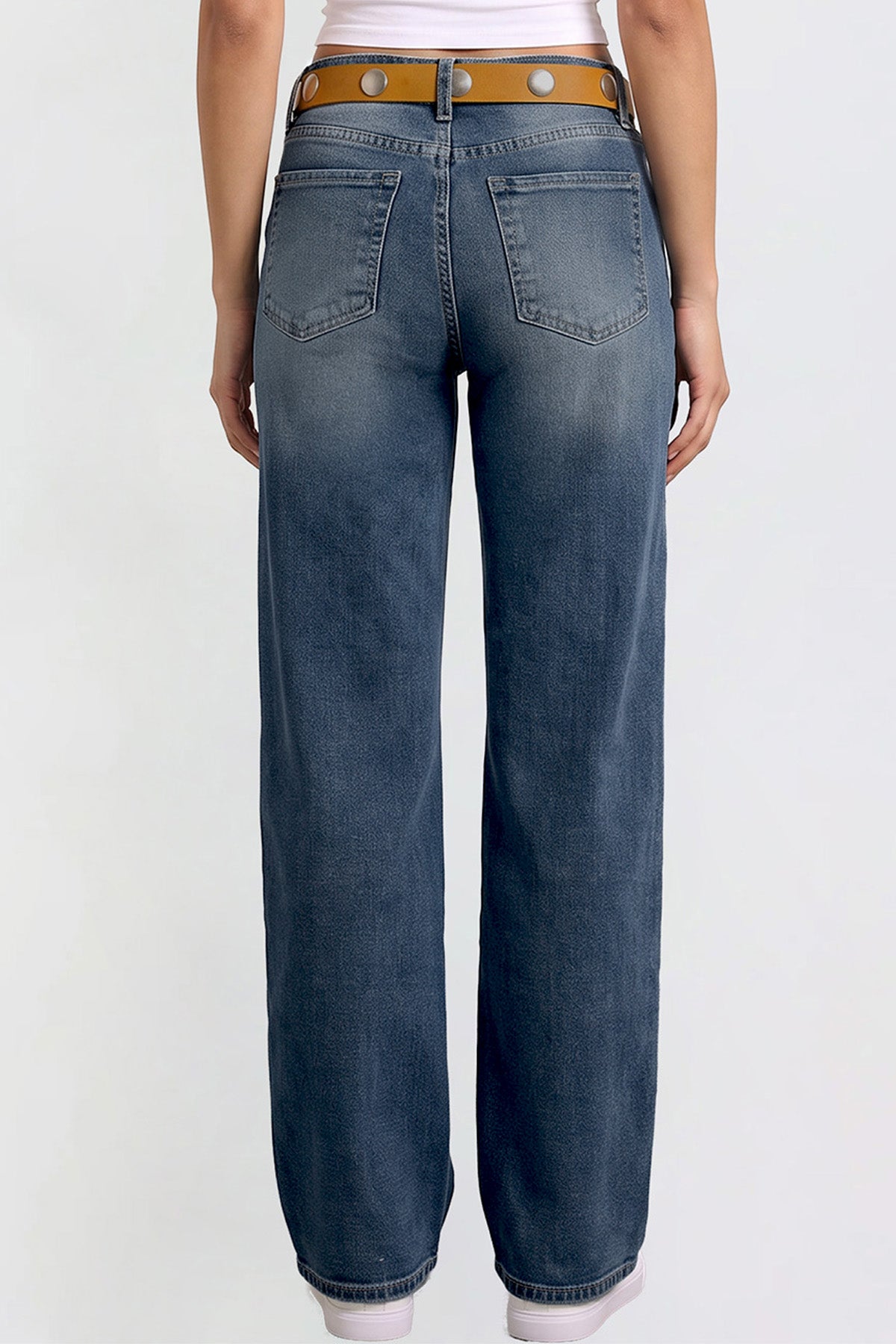 Women's Britney Belted Wide Leg Jeans