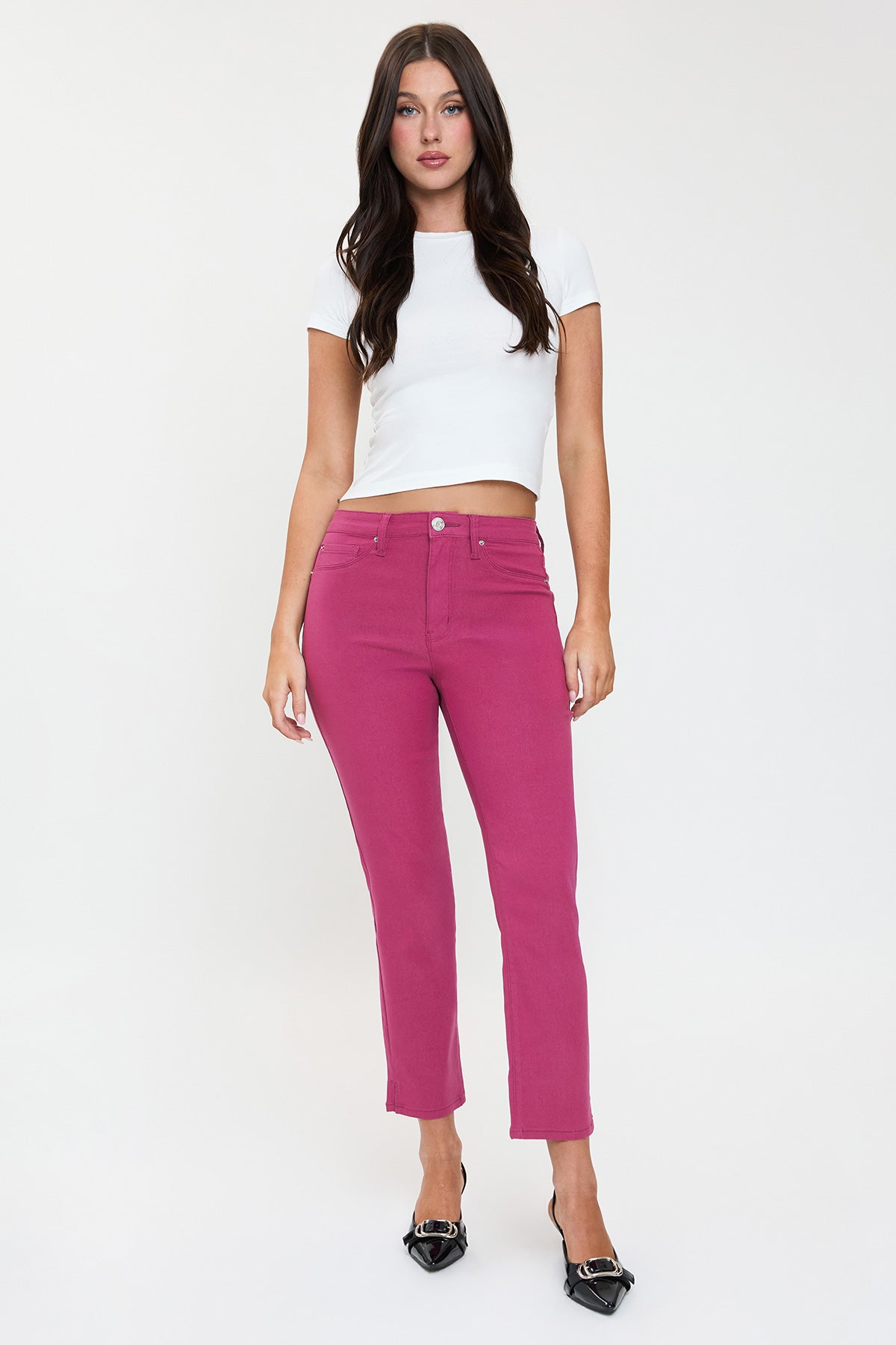 Women's High Rise Hyperstretch Cropped Straight Pants