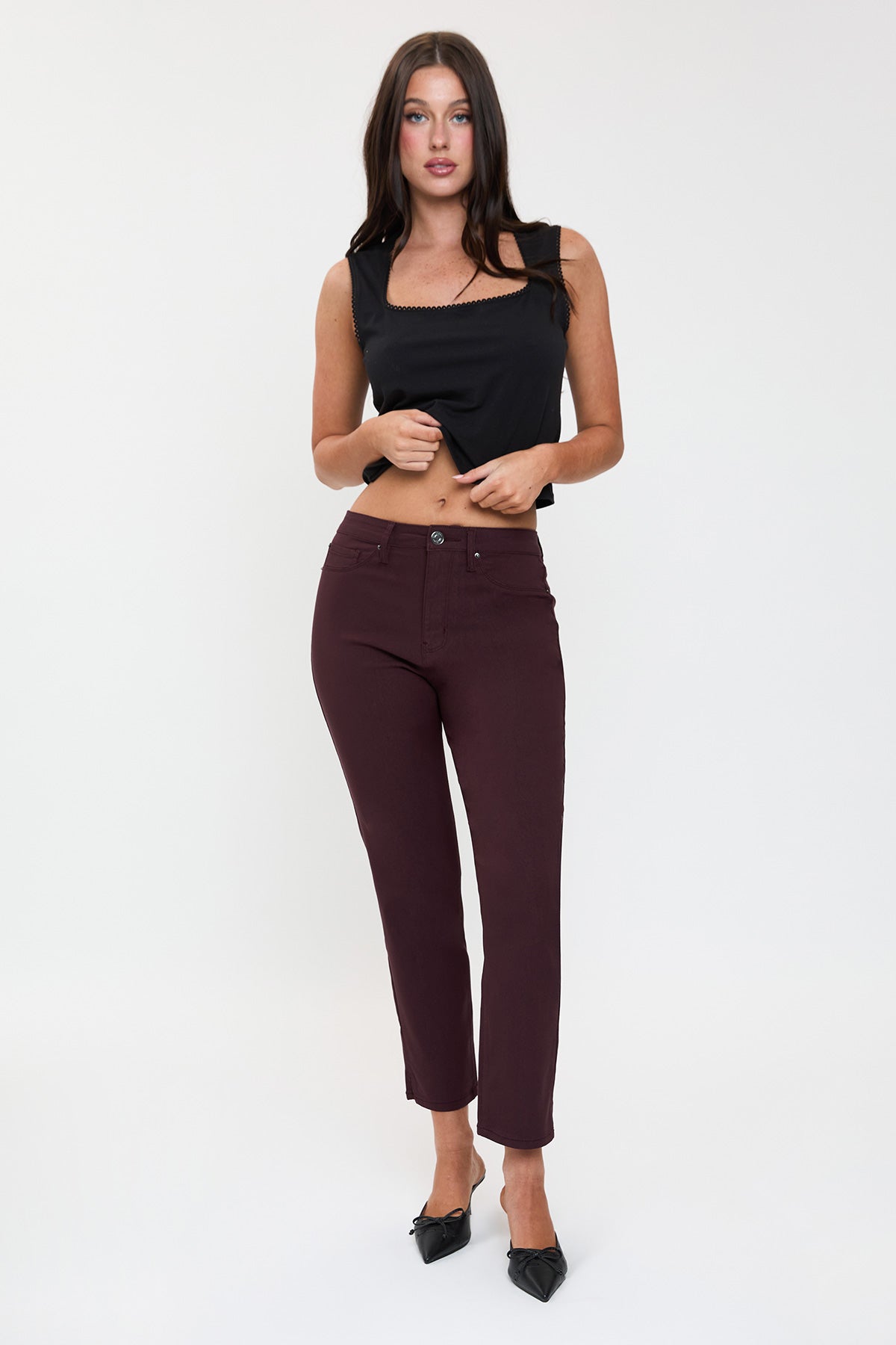 Women's High Rise Hyperstretch Cropped Straight Pants