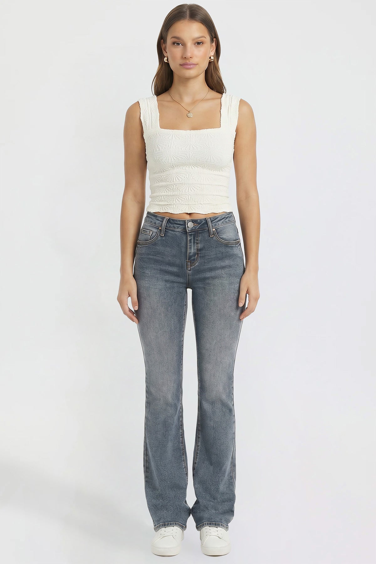 Women's Bootcut Jeans with Cross Hatch Detail