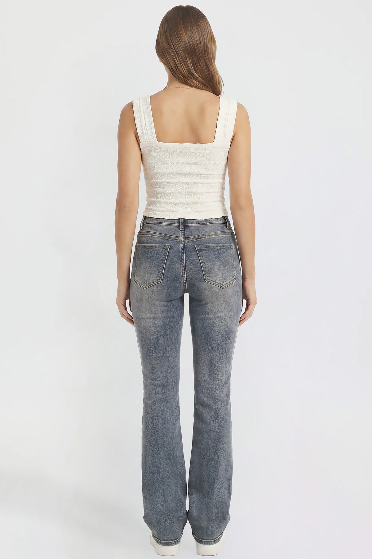 Women's Bootcut Jeans with Cross Hatch Detail