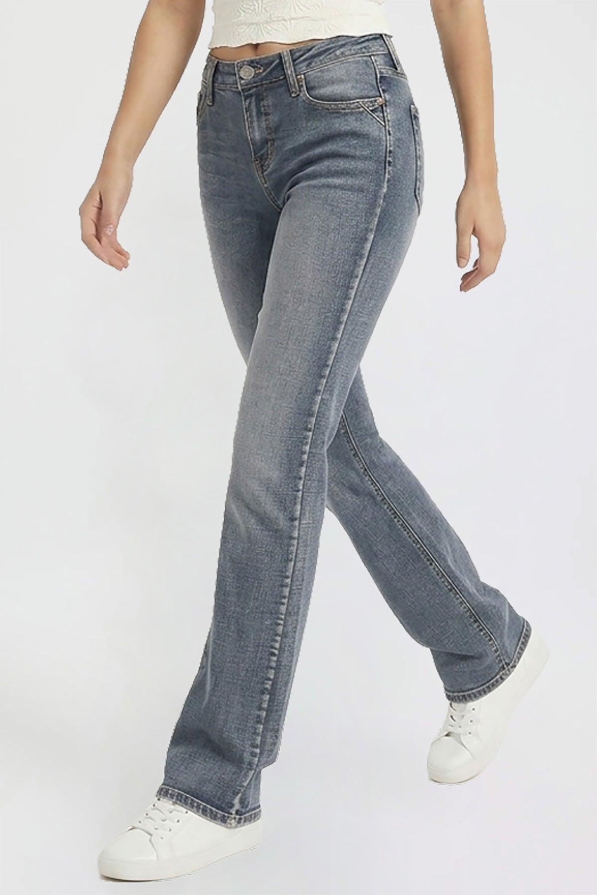 Women's Bootcut Jeans with Cross Hatch Detail
