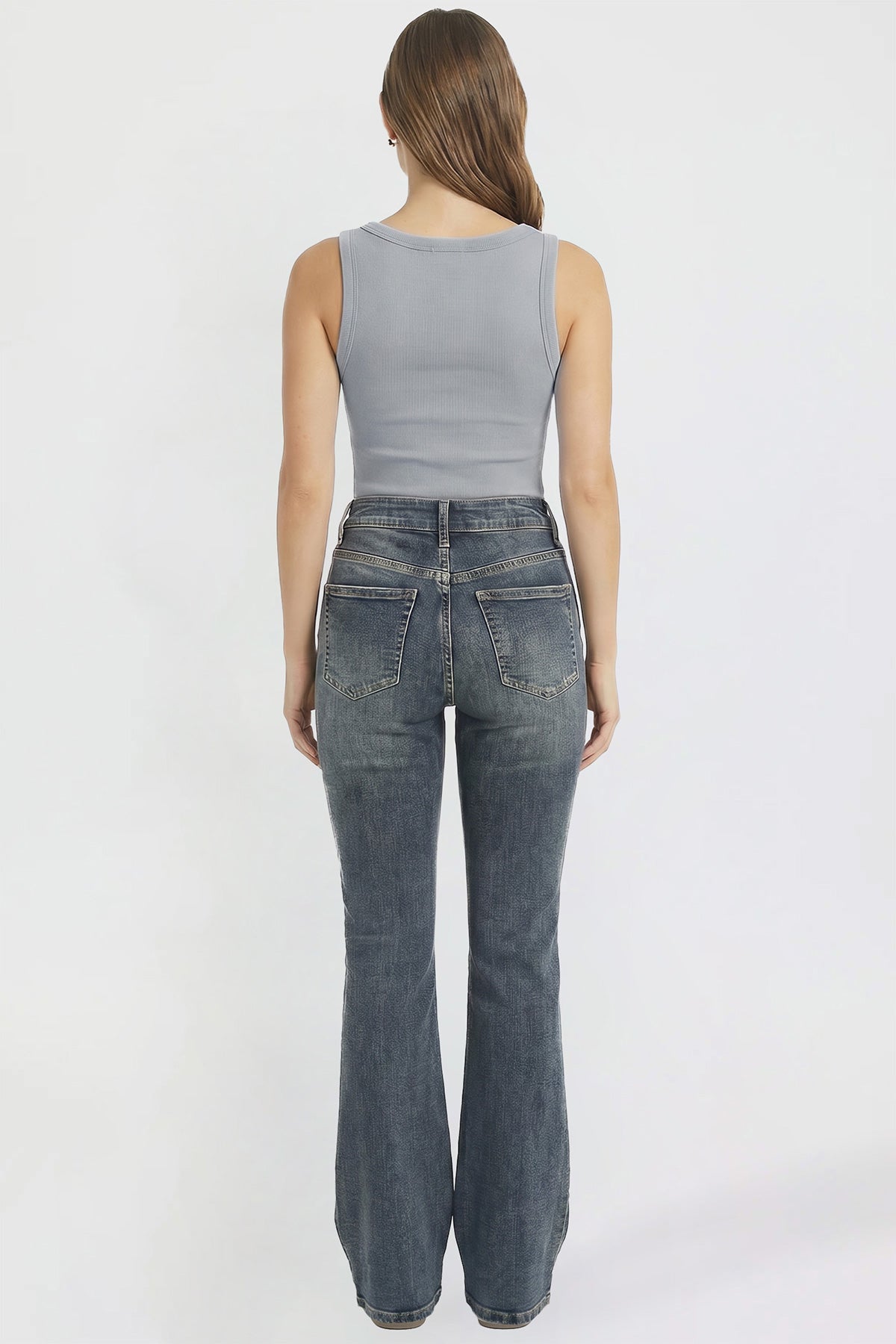 Women's Bootcut Jeans with Cross Hatch Detail